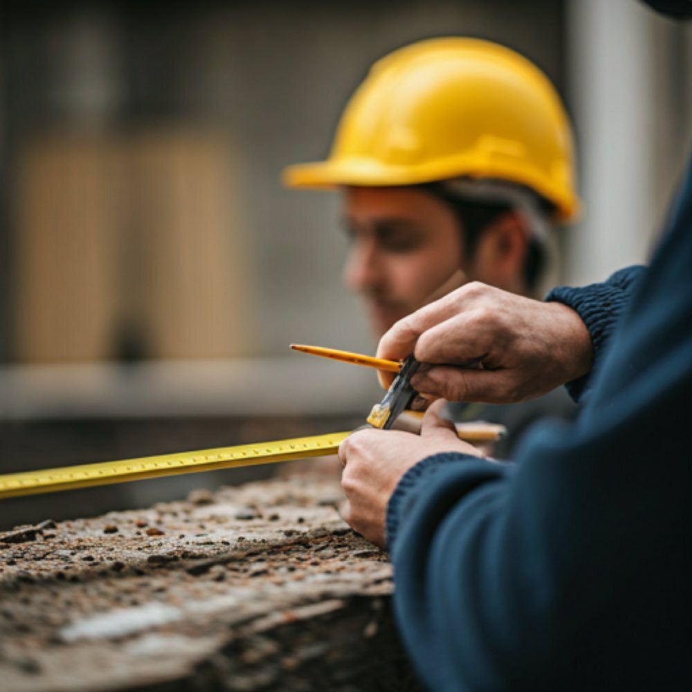 Fabricator measuring on site